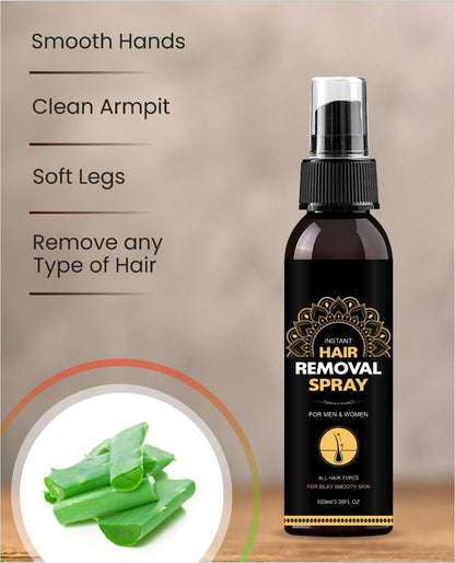 Hair Removal Spray for Men and Women 100 ml - Painless Removal of Unwanted Body Hair - Smooth Hands - Soft Legs - Clean Armpit Spray (100 ml) - Pack Of 2